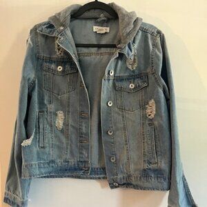Cavalini Denim Collection Women's Medium Hooded Jean Jacket